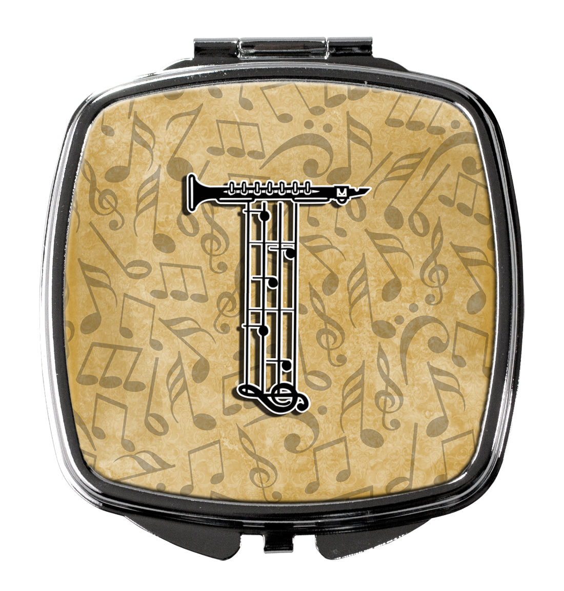 Caroline's Treasures Letter T Musical Instrument Alphabet Compact Mirror – Stylish Purse Mirror with Artistic Covers CJ2004-TSCM