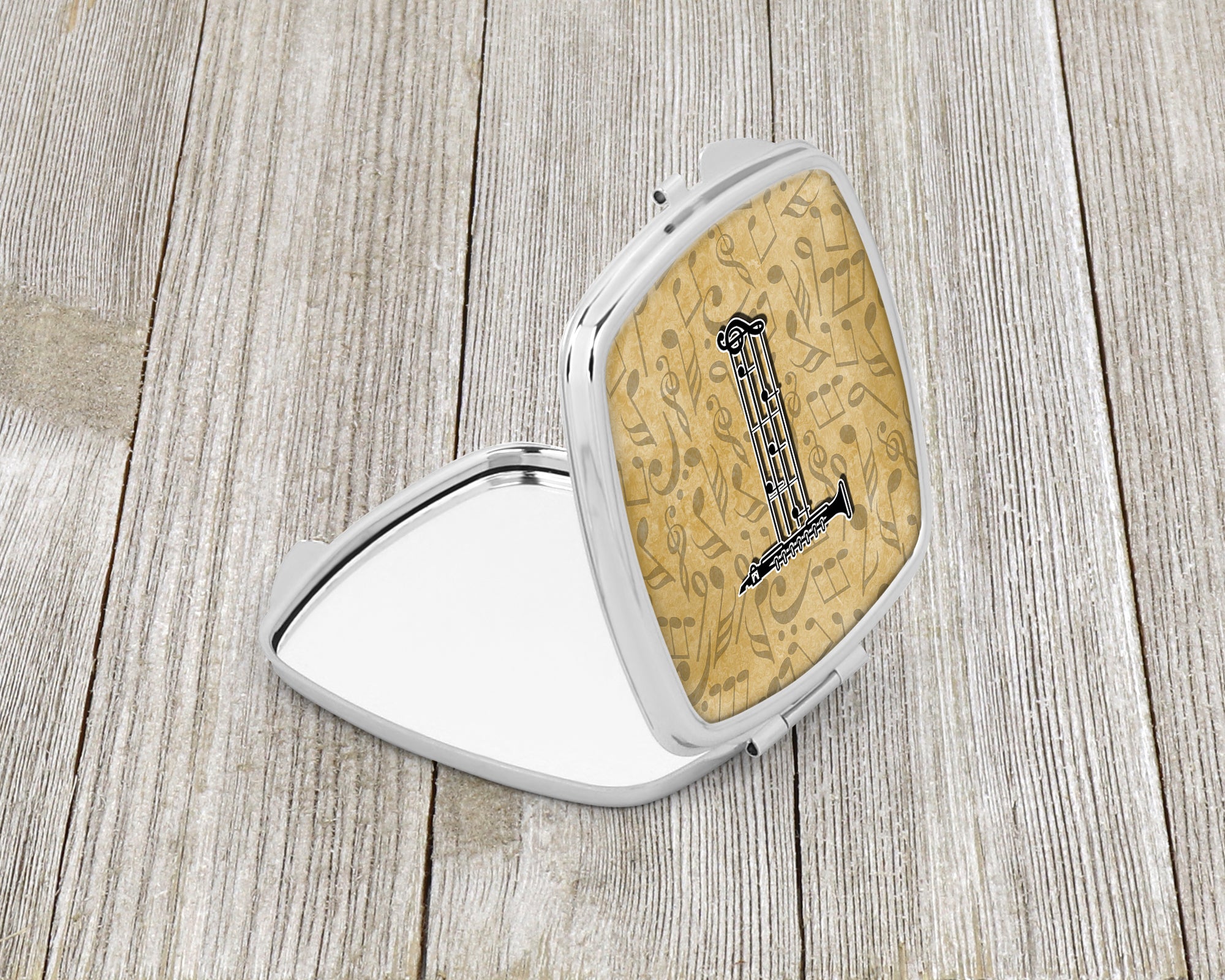 Caroline's Treasures Letter T Musical Instrument Alphabet Compact Mirror – Stylish Purse Mirror with Artistic Covers CJ2004-TSCM