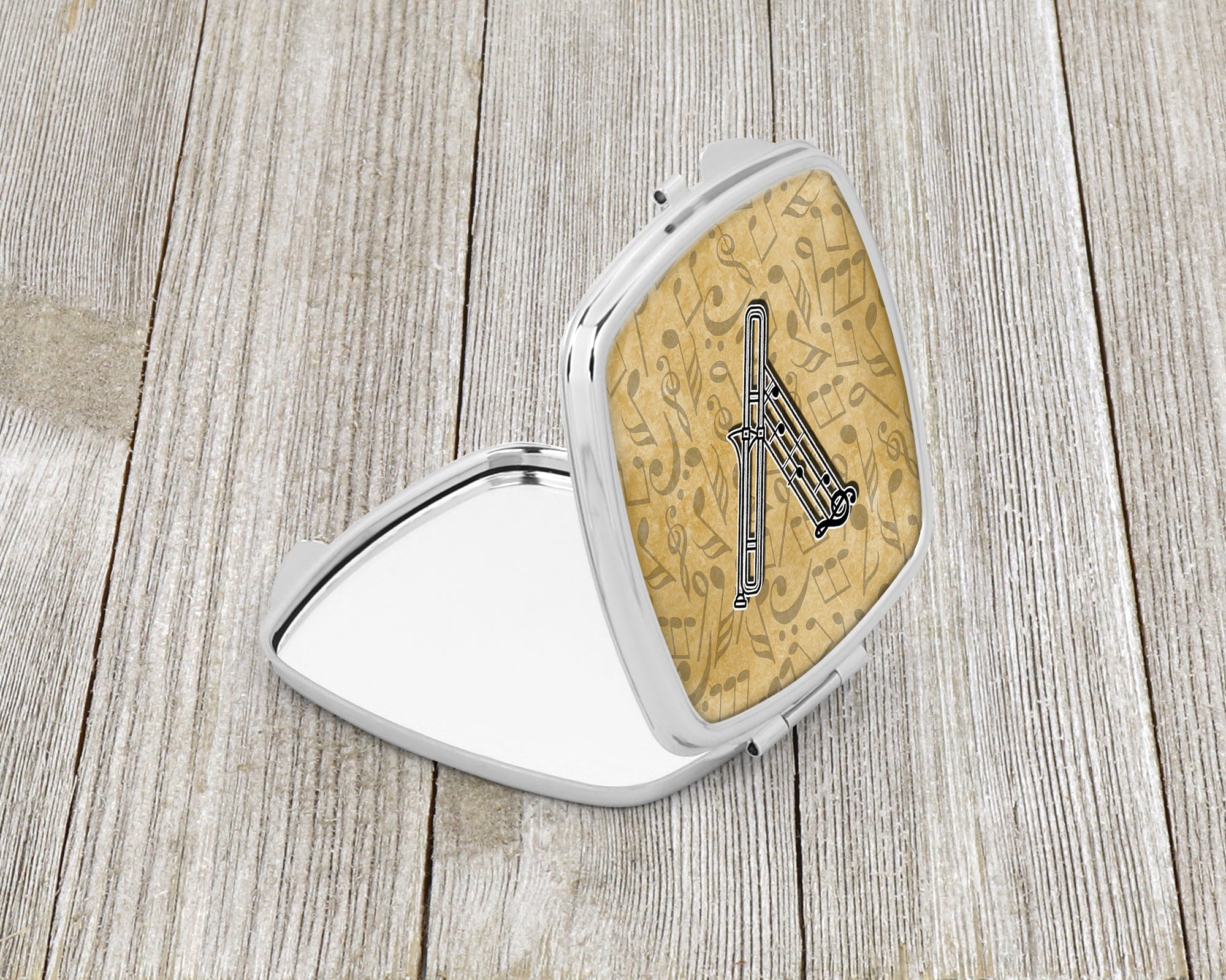 Caroline's Treasures Letter V Musical Instrument Alphabet Compact Mirror – Stylish Purse Mirror with Artistic Covers CJ2004-VSCM