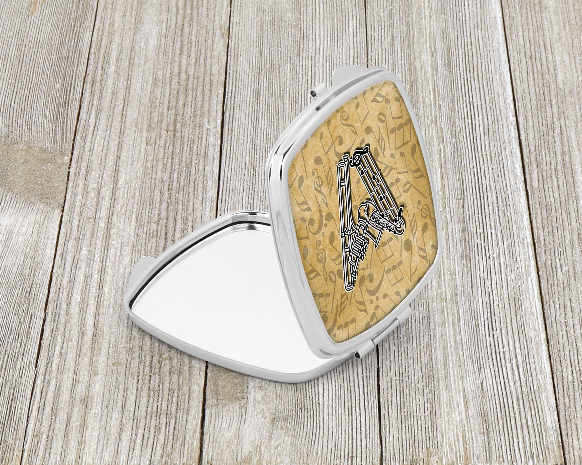 Caroline's Treasures Letter W Musical Instrument Alphabet Compact Mirror – Stylish Purse Mirror with Artistic Covers CJ2004-WSCM