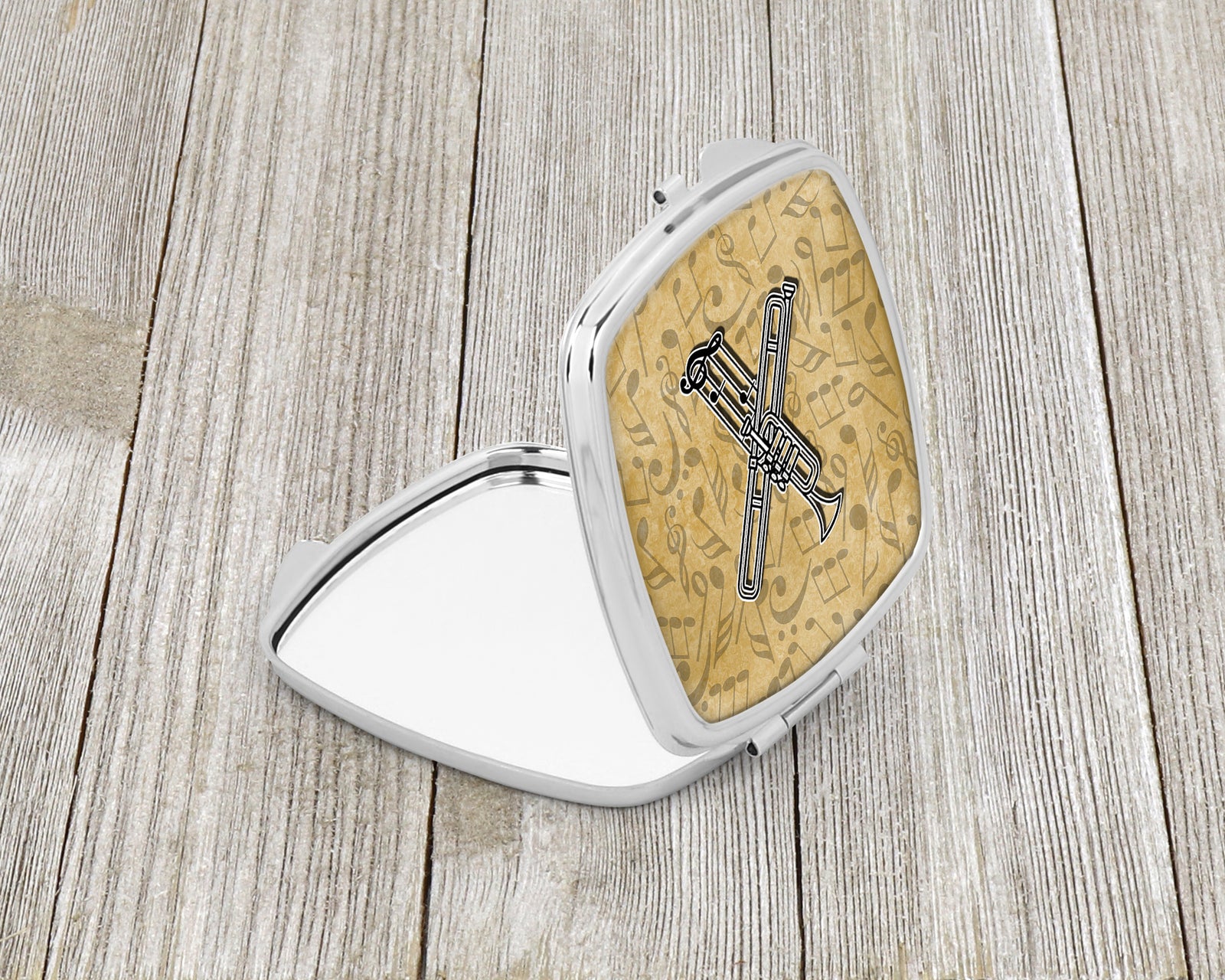 Caroline's Treasures Letter X Musical Instrument Alphabet Compact Mirror – Stylish Purse Mirror with Artistic Covers CJ2004-XSCM