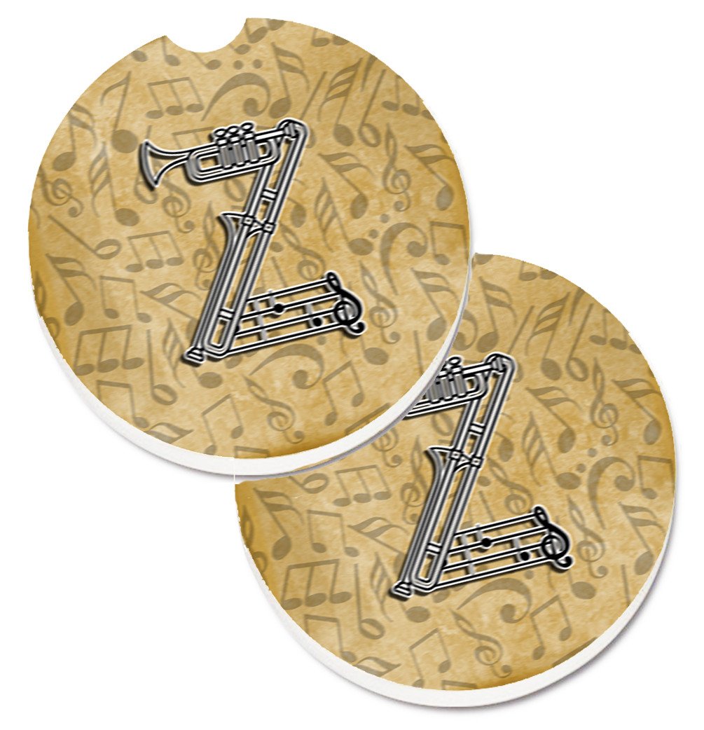 Letter Z Musical Instrument Alphabet Set of 2 Cup Holder Car Coasters CJ2004-ZCARC by Caroline&#39;s Treasures