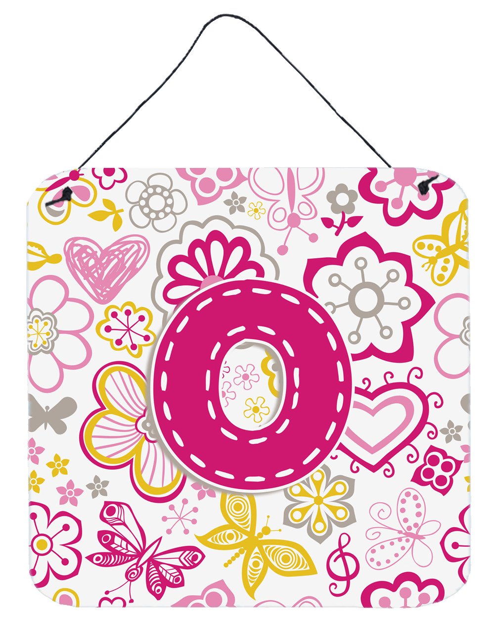 Letter O Flowers and Butterflies Pink Wall or Door Hanging Prints CJ2005-ODS66 by Caroline's Treasures