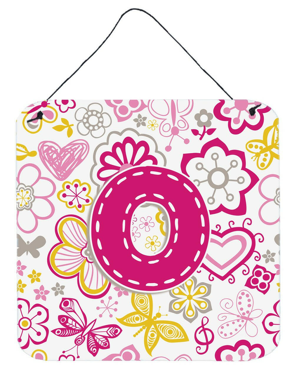 Letter O Flowers and Butterflies Pink Wall or Door Hanging Prints CJ2005-ODS66 by Caroline&#39;s Treasures
