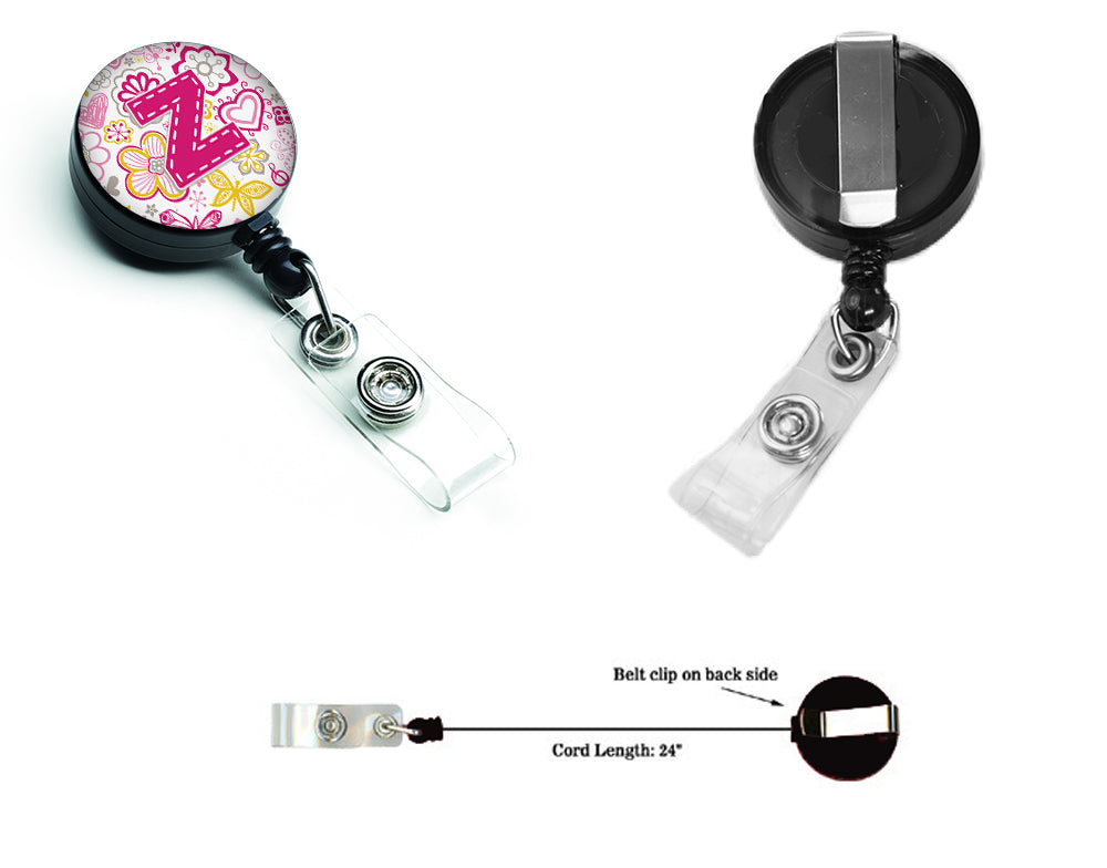 Letter Z Flowers and Butterflies Pink Retractable Badge Reel CJ2005-ZBR  the-store.com.