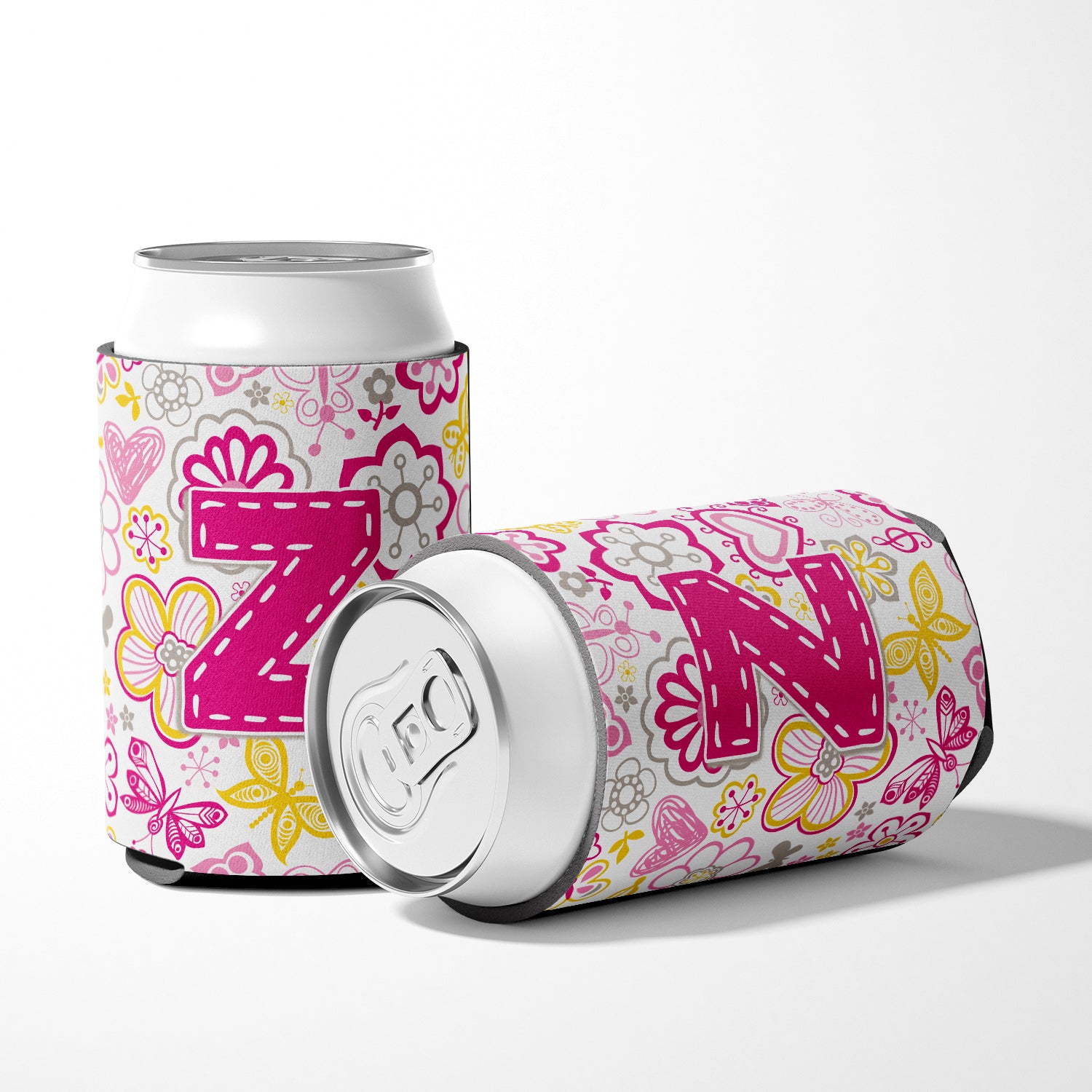 Letter Z Flowers and Butterflies Pink Can or Bottle Hugger CJ2005-ZCC