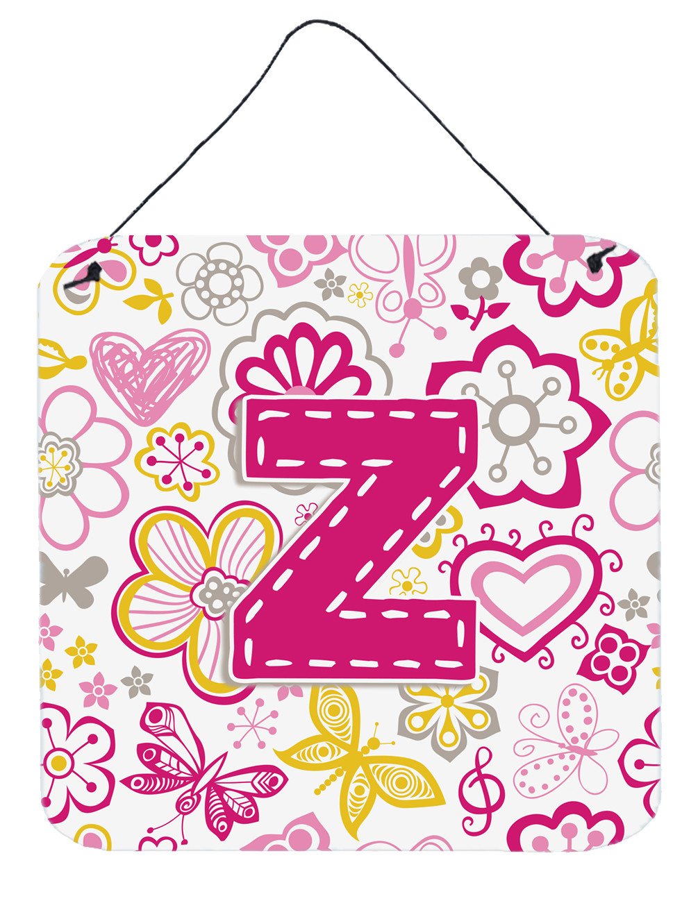 Letter Z Flowers and Butterflies Pink Wall or Door Hanging Prints CJ2005-ZDS66 by Caroline's Treasures