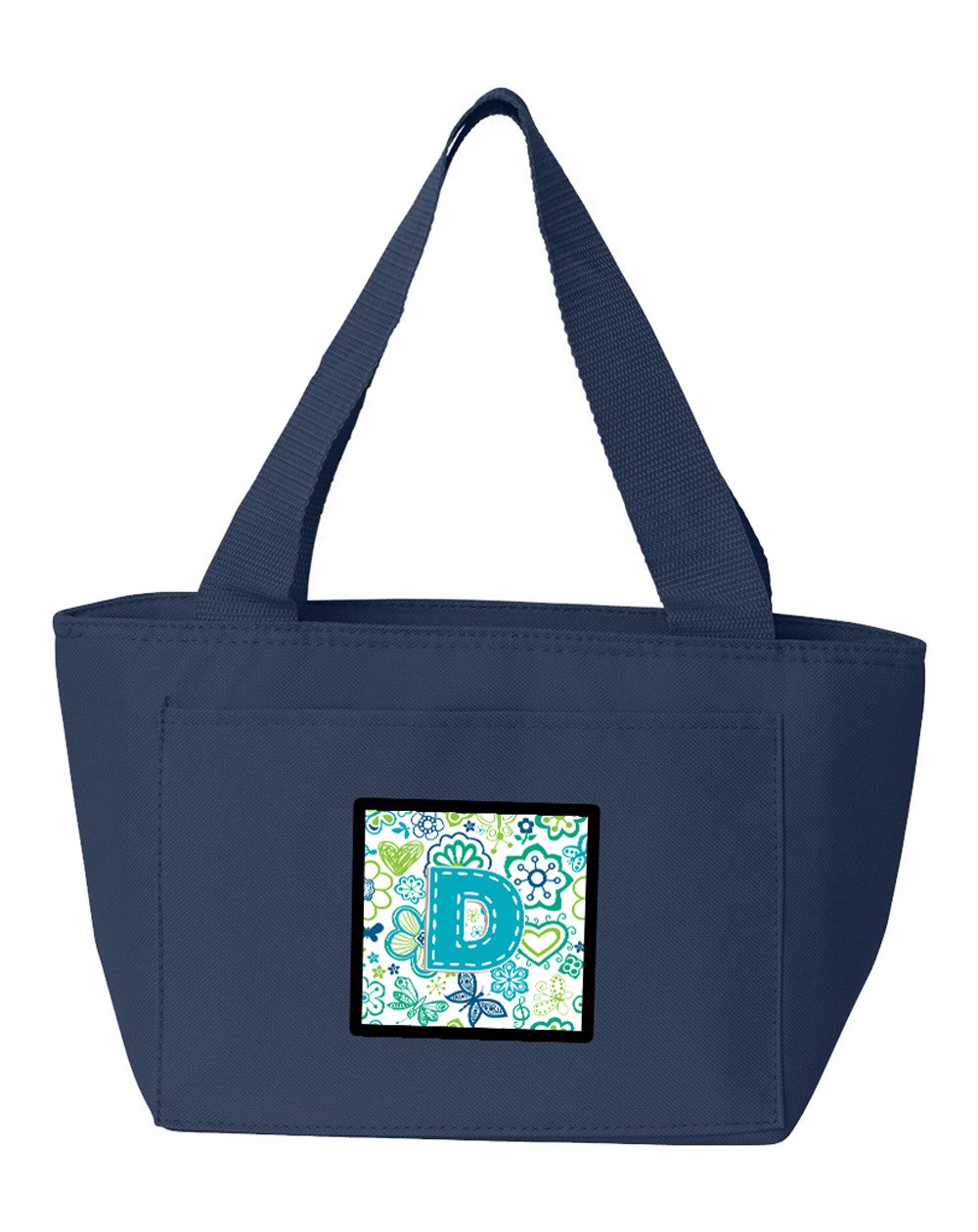 Letter D Flowers and Butterflies Teal Blue Lunch Bag CJ2006-DNA-8808 by Caroline&#39;s Treasures