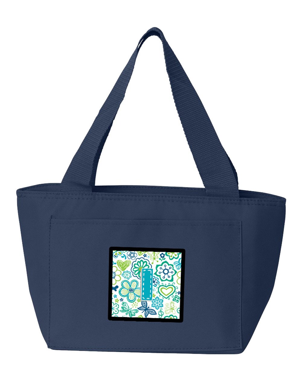 Letter I Flowers and Butterflies Teal Blue Lunch Bag CJ2006-INA-8808 by Caroline&#39;s Treasures
