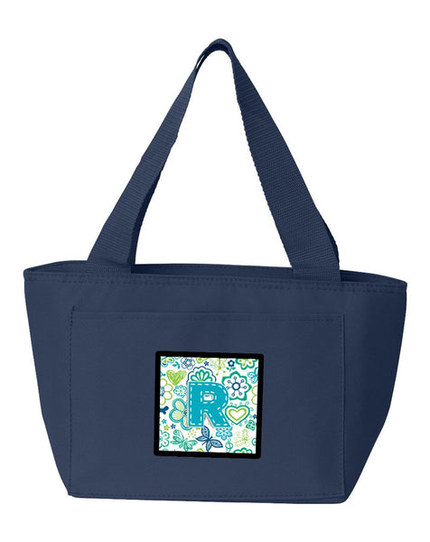 Letter R Flowers and Butterflies Teal Blue Lunch Bag CJ2006-RNA-8808 by Caroline's Treasures