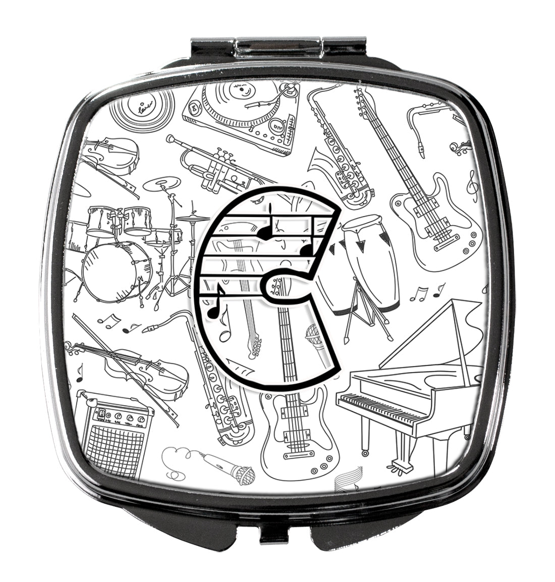 Caroline's Treasures Letter C Musical Note Letters Compact Mirror – Stylish Purse Mirror with Artistic Covers CJ2007-CSCM