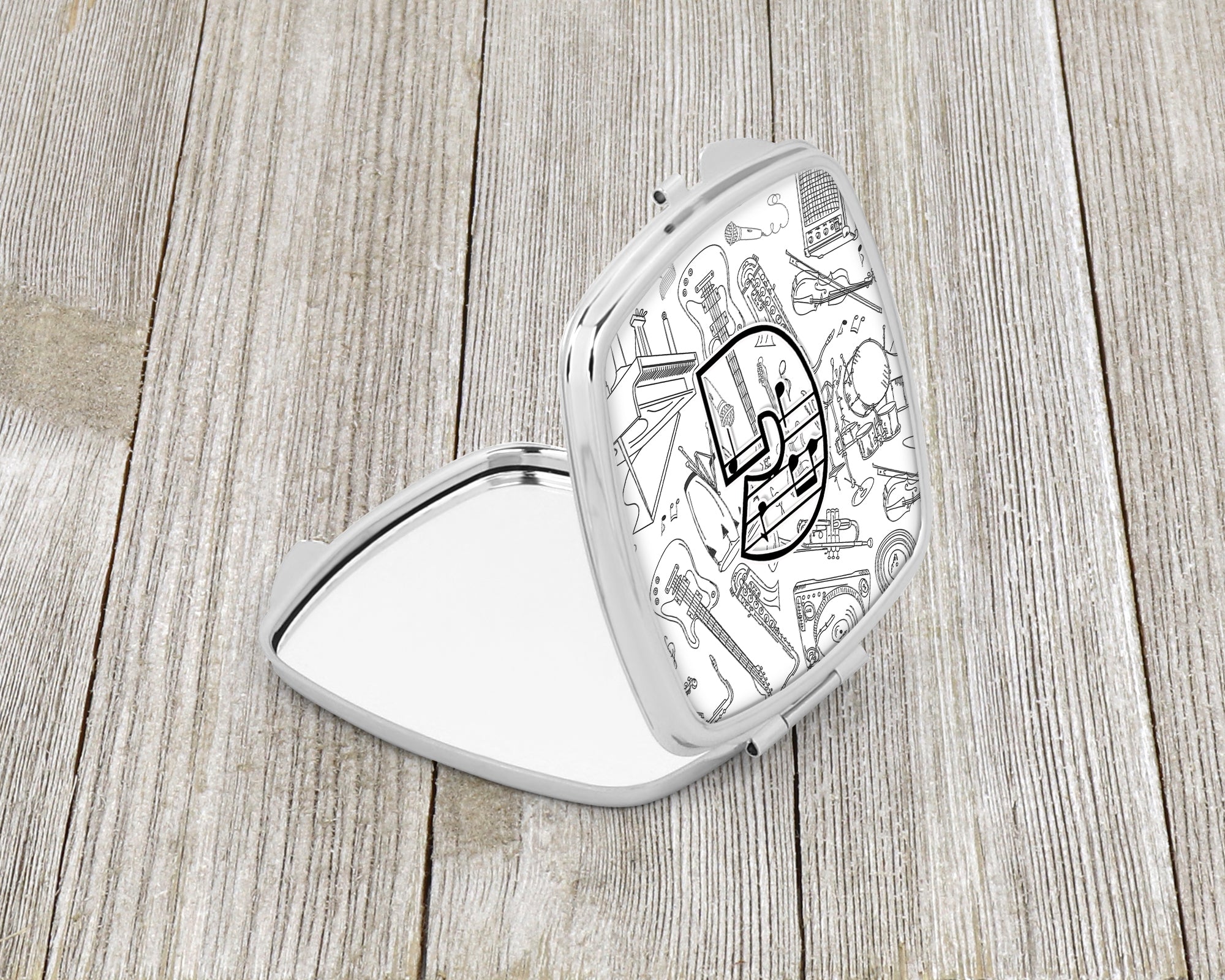 Caroline's Treasures Letter G Musical Note Letters Compact Mirror – Stylish Purse Mirror with Artistic Covers CJ2007-GSCM