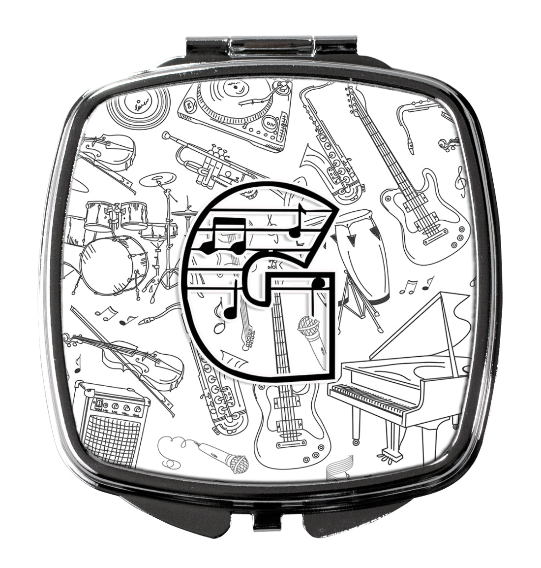 Caroline's Treasures Letter G Musical Note Letters Compact Mirror – Stylish Purse Mirror with Artistic Covers CJ2007-GSCM