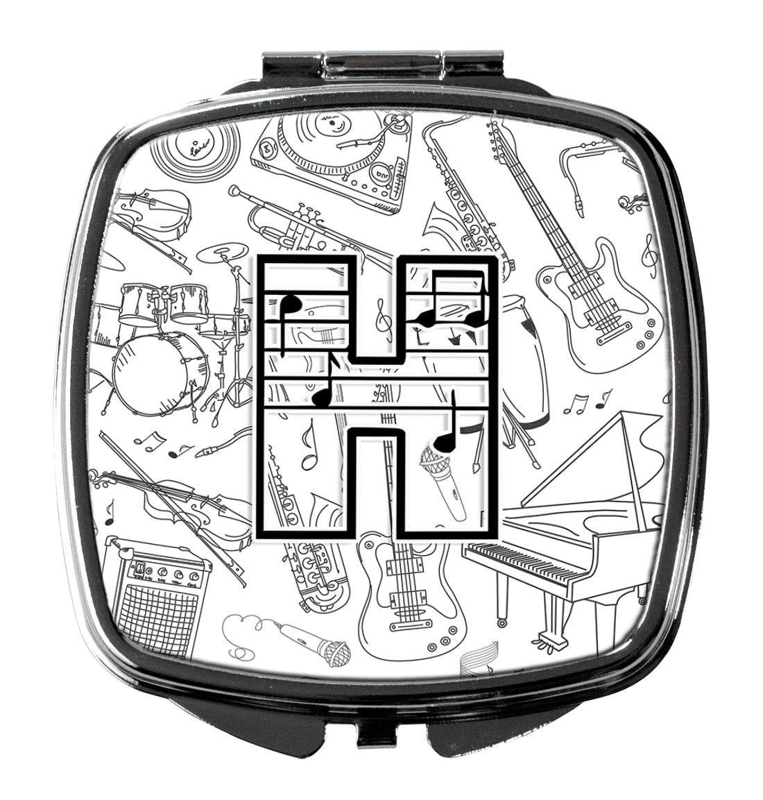 Caroline's Treasures Letter H Musical Note Letters Compact Mirror – Stylish Purse Mirror with Artistic Covers CJ2007-HSCM