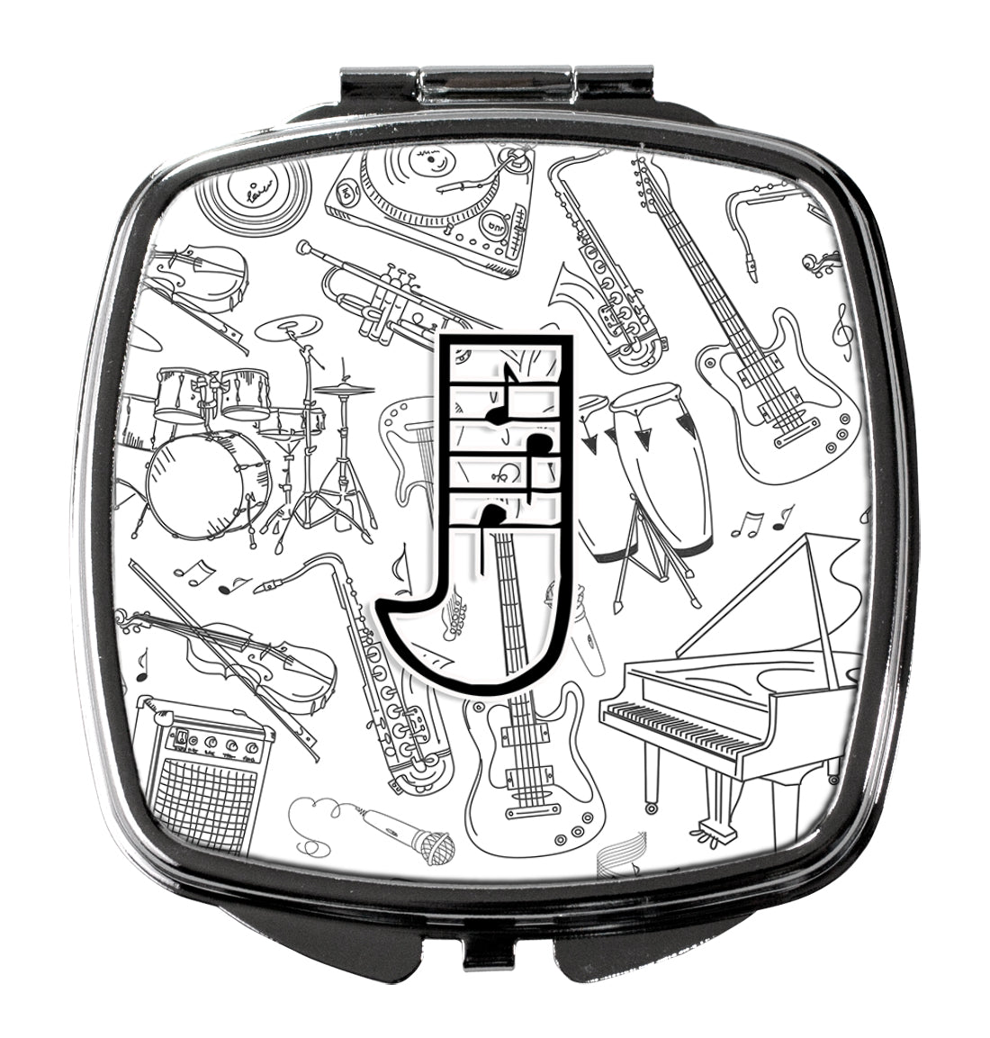 Caroline's Treasures Letter J Musical Note Letters Compact Mirror – Stylish Purse Mirror with Artistic Covers CJ2007-JSCM