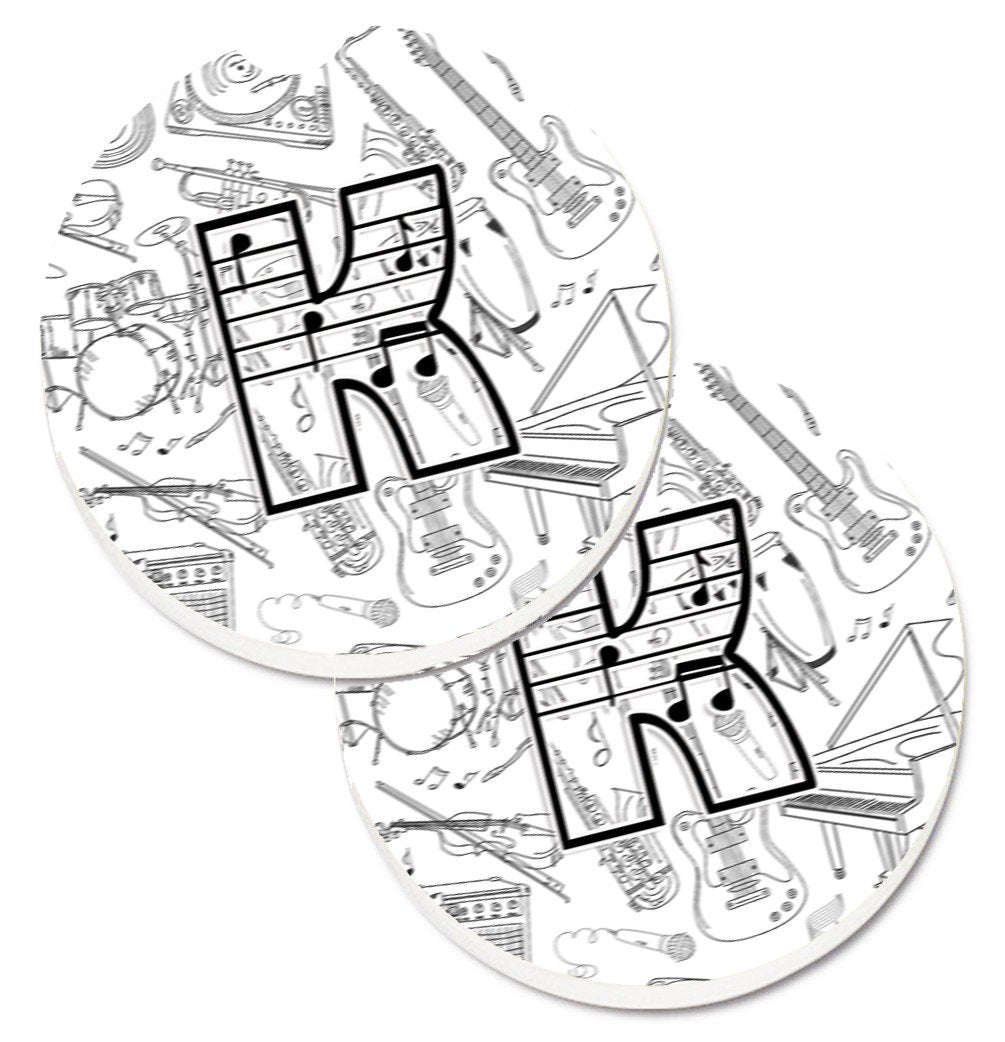 Letter K Musical Note Letters Set of 2 Cup Holder Car Coasters CJ2007-KCARC by Caroline&#39;s Treasures