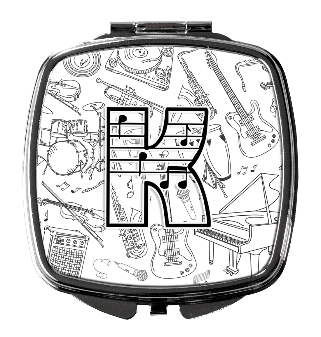 Caroline's Treasures Letter K Musical Note Letters Compact Mirror – Stylish Purse Mirror with Artistic Covers CJ2007-KSCM