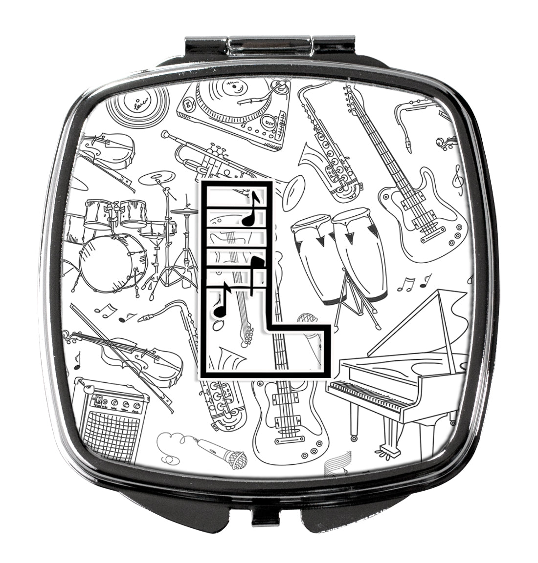 Caroline's Treasures Letter L Musical Note Letters Compact Mirror – Stylish Purse Mirror with Artistic Covers CJ2007-LSCM