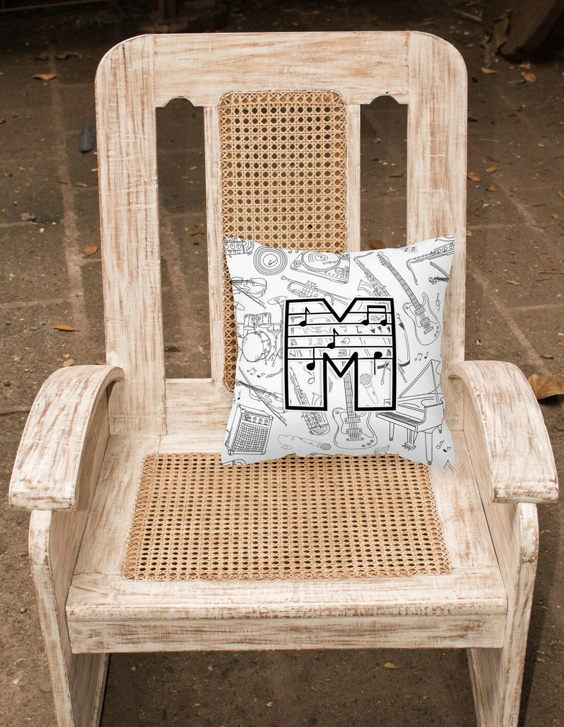 Letter M Musical Note Letters Canvas Fabric Decorative Pillow CJ2007-MPW1414 by Caroline's Treasures