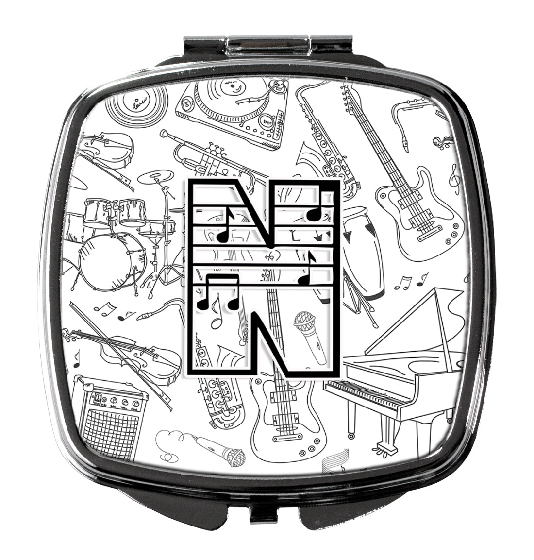 Caroline's Treasures Letter N Musical Note Letters Compact Mirror – Stylish Purse Mirror with Artistic Covers CJ2007-NSCM