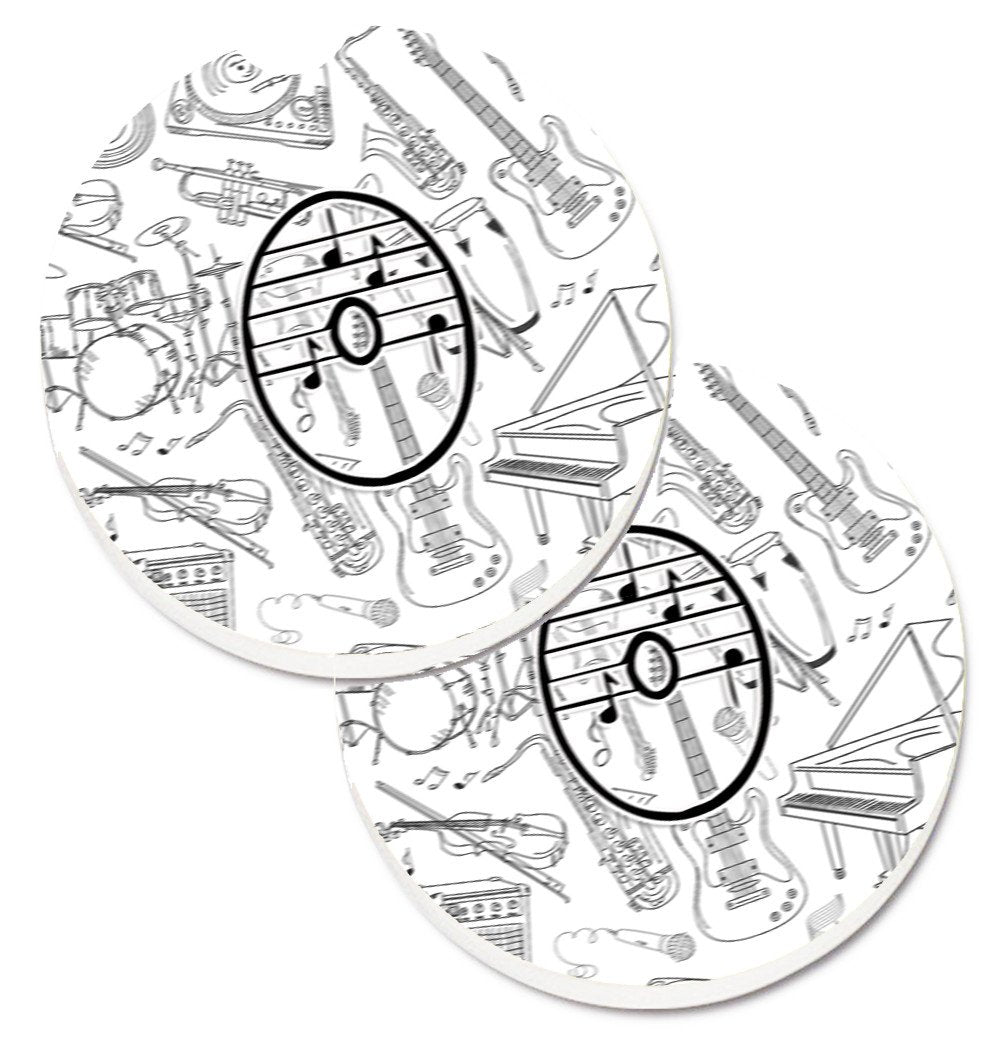 Letter O Musical Note Letters Set of 2 Cup Holder Car Coasters CJ2007-OCARC by Caroline's Treasures