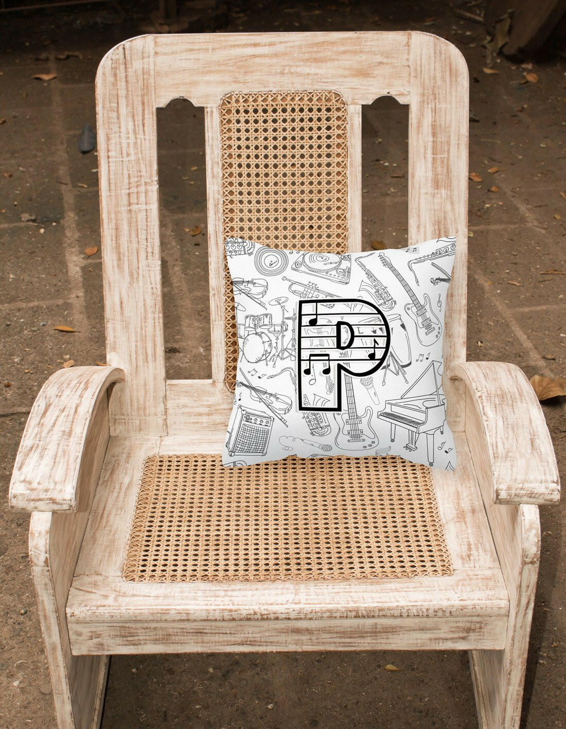 Letter P Musical Note Letters Canvas Fabric Decorative Pillow CJ2007-PPW1414 by Caroline's Treasures