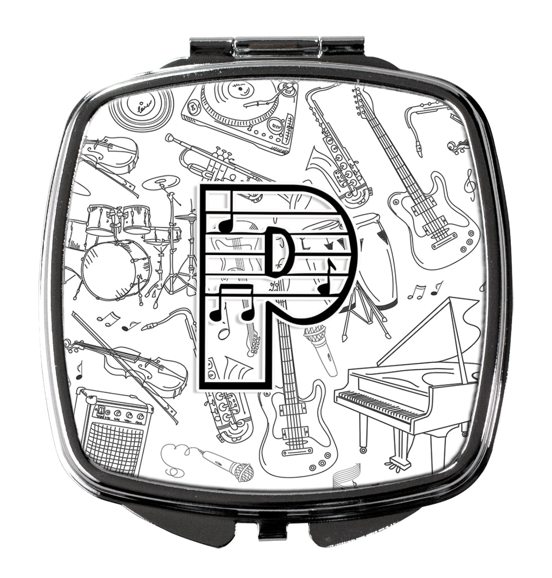 Caroline's Treasures Letter P Musical Note Letters Compact Mirror – Stylish Purse Mirror with Artistic Covers CJ2007-PSCM