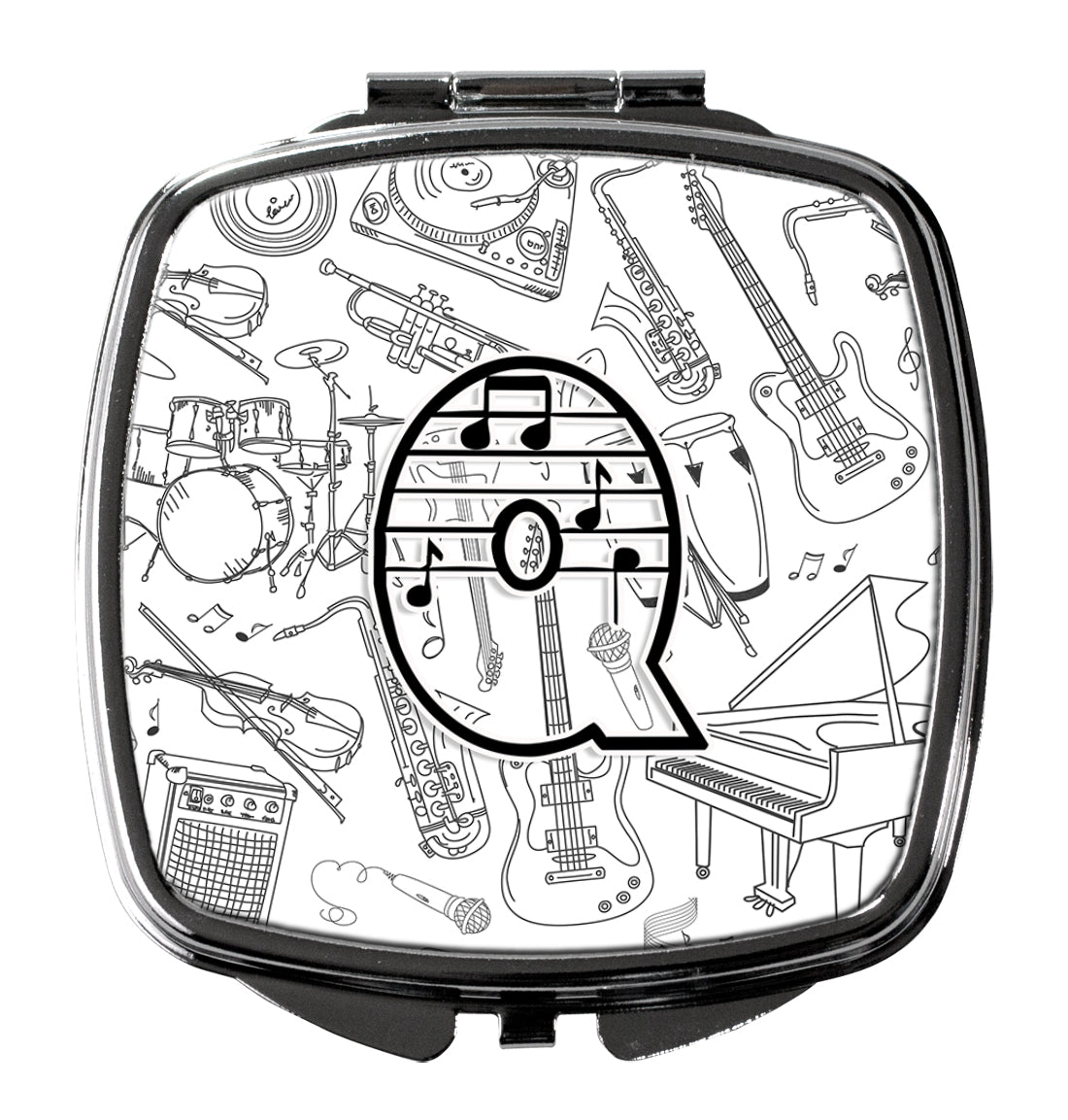 Caroline's Treasures Letter Q Musical Note Letters Compact Mirror – Stylish Purse Mirror with Artistic Covers CJ2007-QSCM