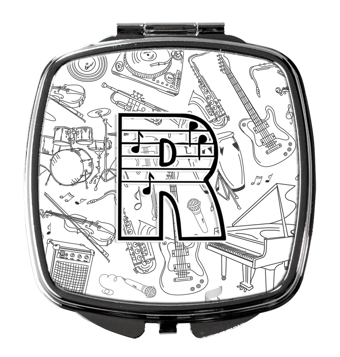 Caroline's Treasures Letter R Musical Note Letters Compact Mirror – Stylish Purse Mirror with Artistic Covers CJ2007-RSCM