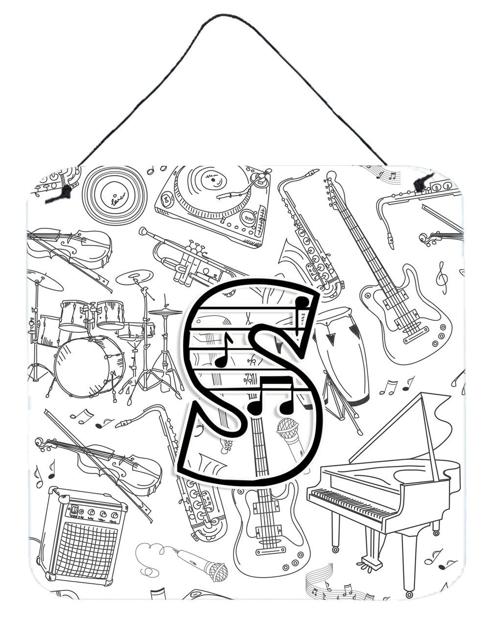 Letter S Musical Note Letters Wall or Door Hanging Prints CJ2007-SDS66 by Caroline's Treasures