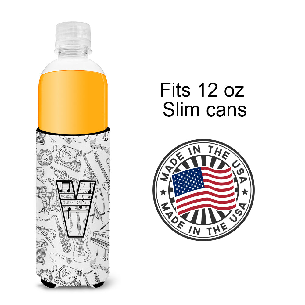 Letter V Musical Note Letters Ultra Beverage Insulators for slim cans CJ2007-VMUK.