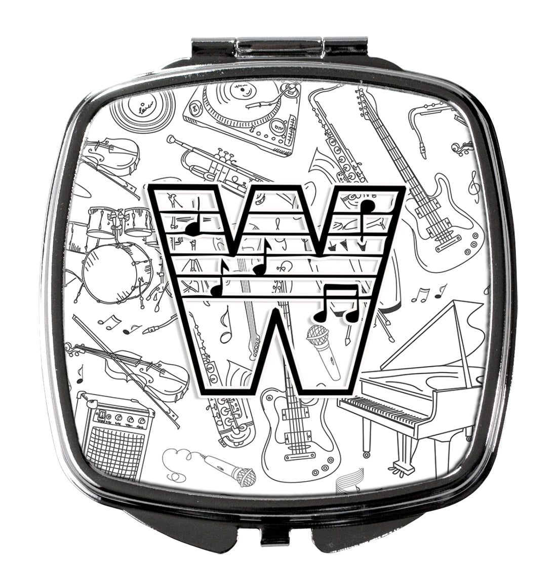 Caroline's Treasures Letter W Musical Note Letters Compact Mirror – Stylish Purse Mirror with Artistic Covers CJ2007-WSCM