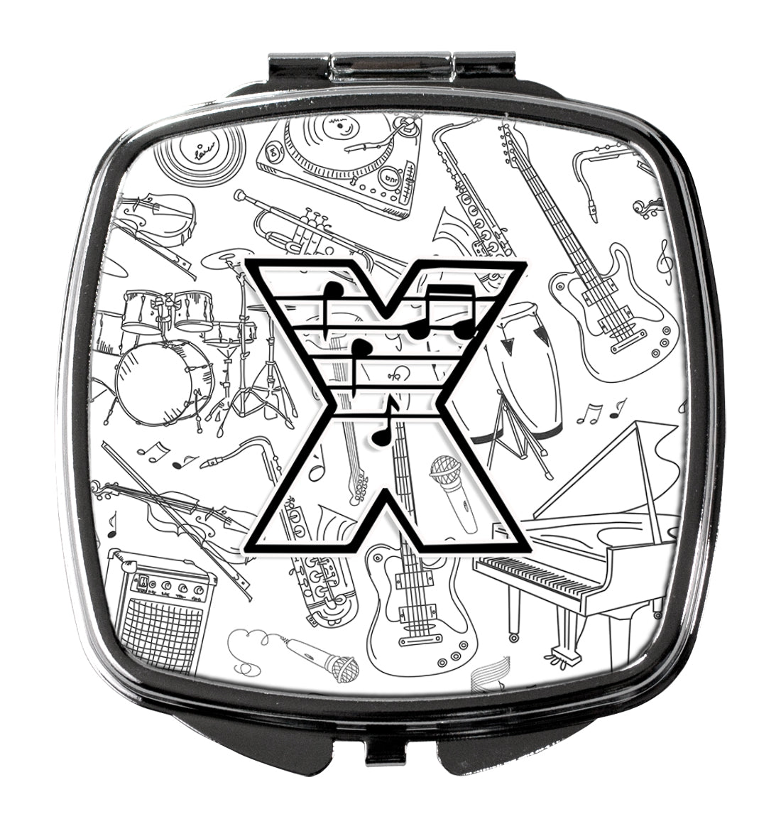 Caroline's Treasures Letter X Musical Note Letters Compact Mirror – Stylish Purse Mirror with Artistic Covers CJ2007-XSCM