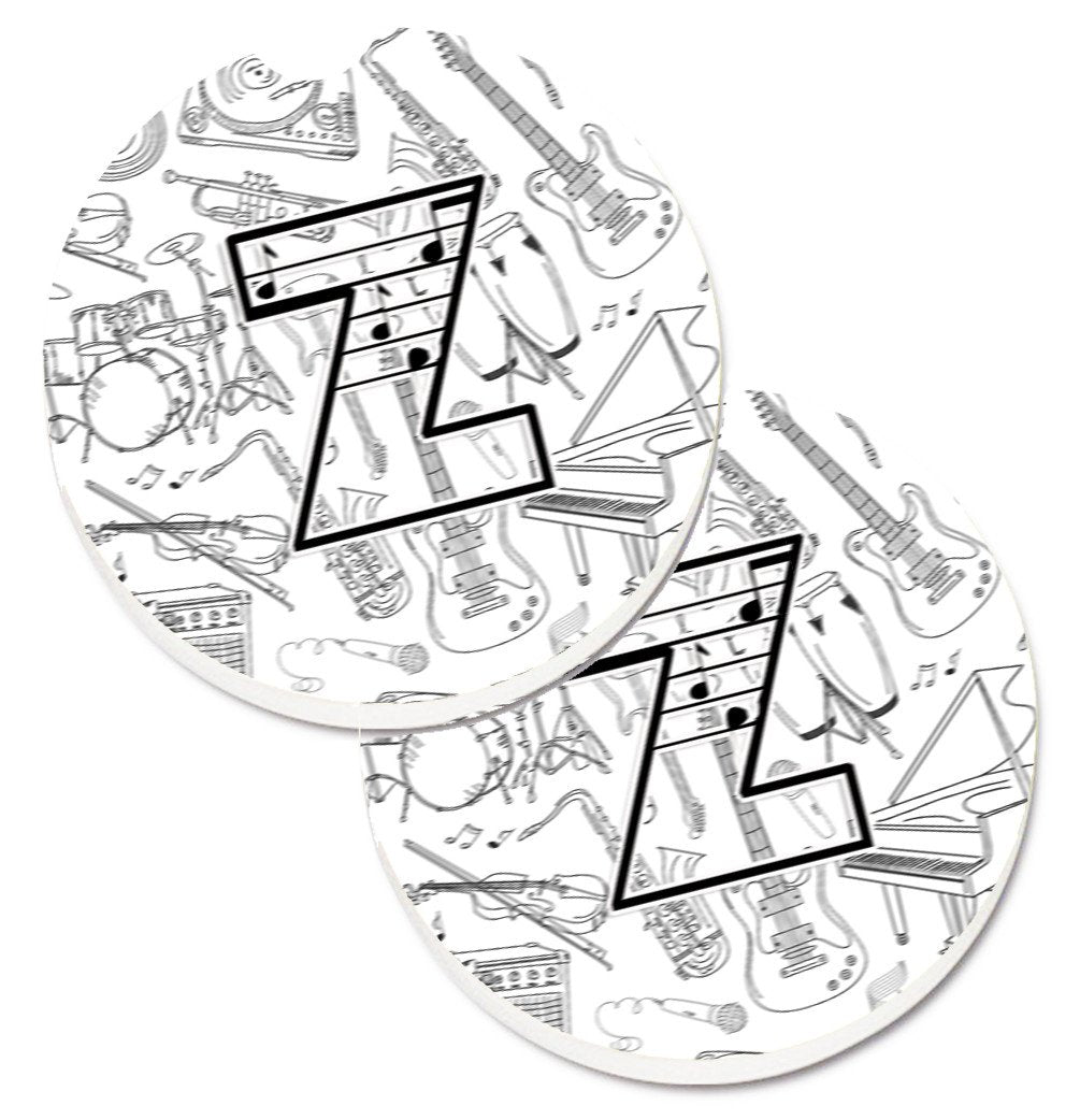 Letter Z Musical Note Letters Set of 2 Cup Holder Car Coasters CJ2007-ZCARC by Caroline's Treasures