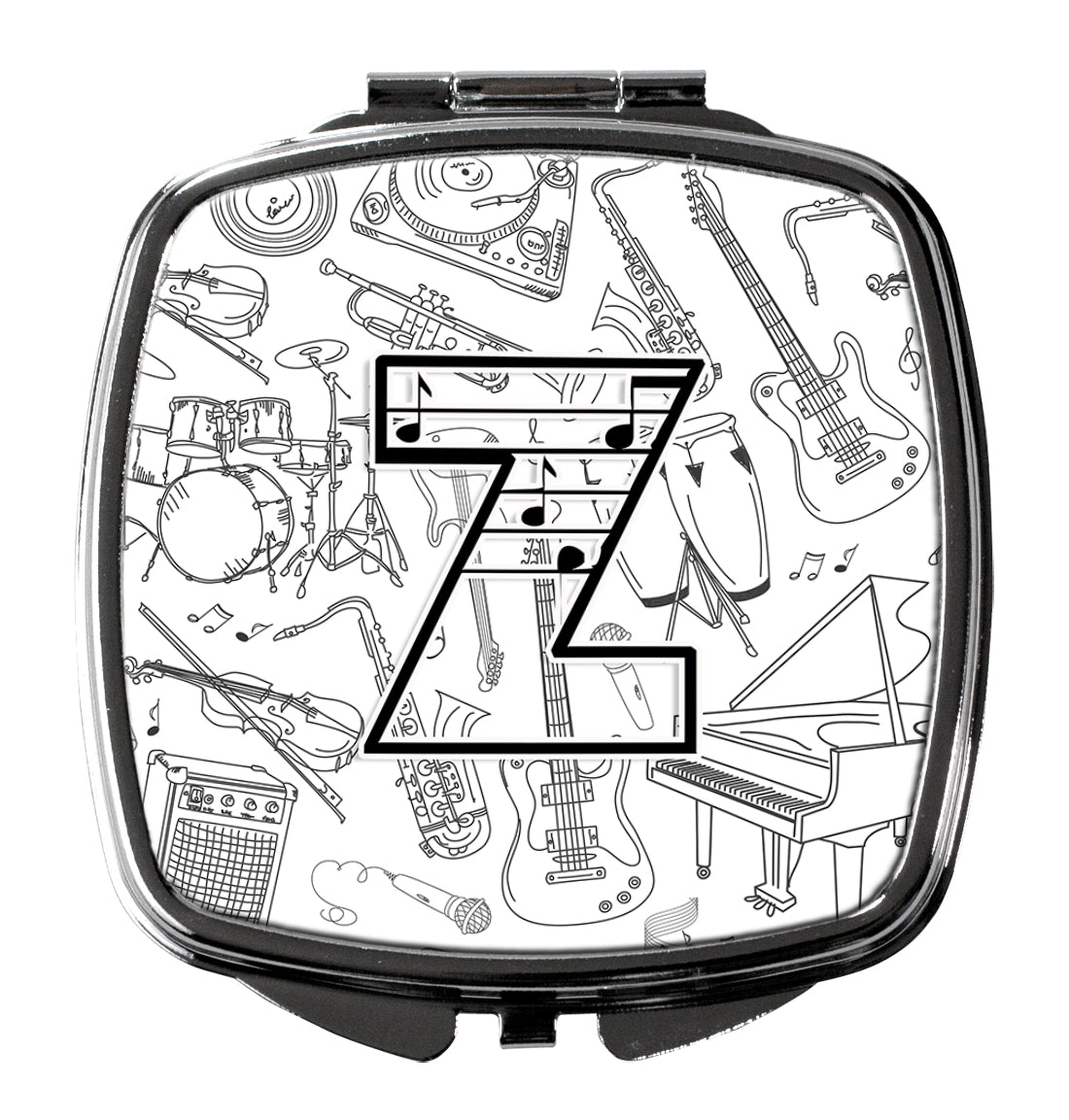 Caroline's Treasures Letter Z Musical Note Letters Compact Mirror – Stylish Purse Mirror with Artistic Covers CJ2007-ZSCM