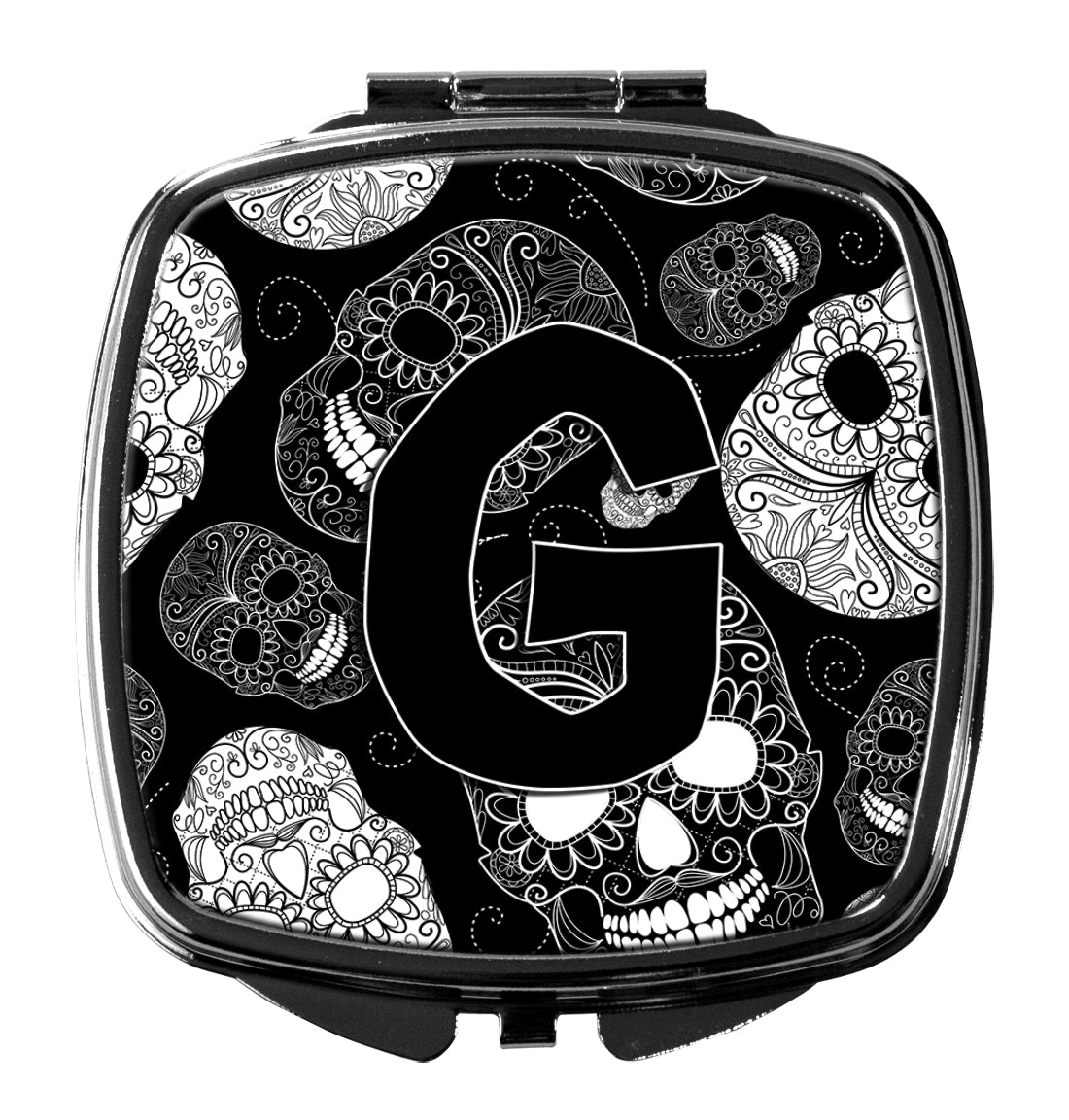 Letter G Day of the Dead Skulls Black Compact Mirror CJ2008-GSCM  the-store.com.