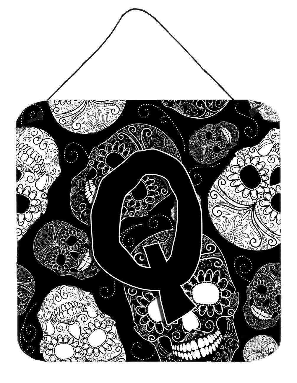 Letter Q Day of the Dead Skulls Black Wall or Door Hanging Prints CJ2008-QDS66 by Caroline&#39;s Treasures