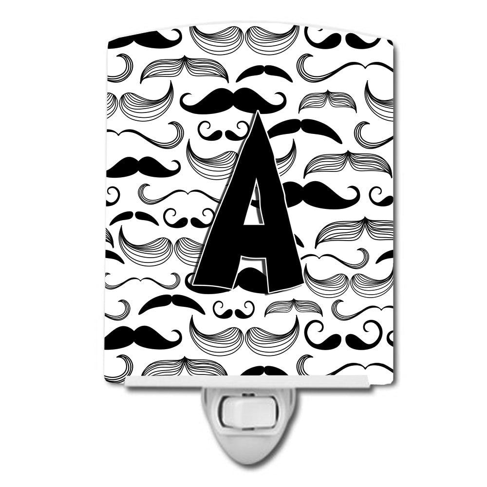 Letter A Moustache Initial Ceramic Night Light CJ2009-ACNL - the-store.com