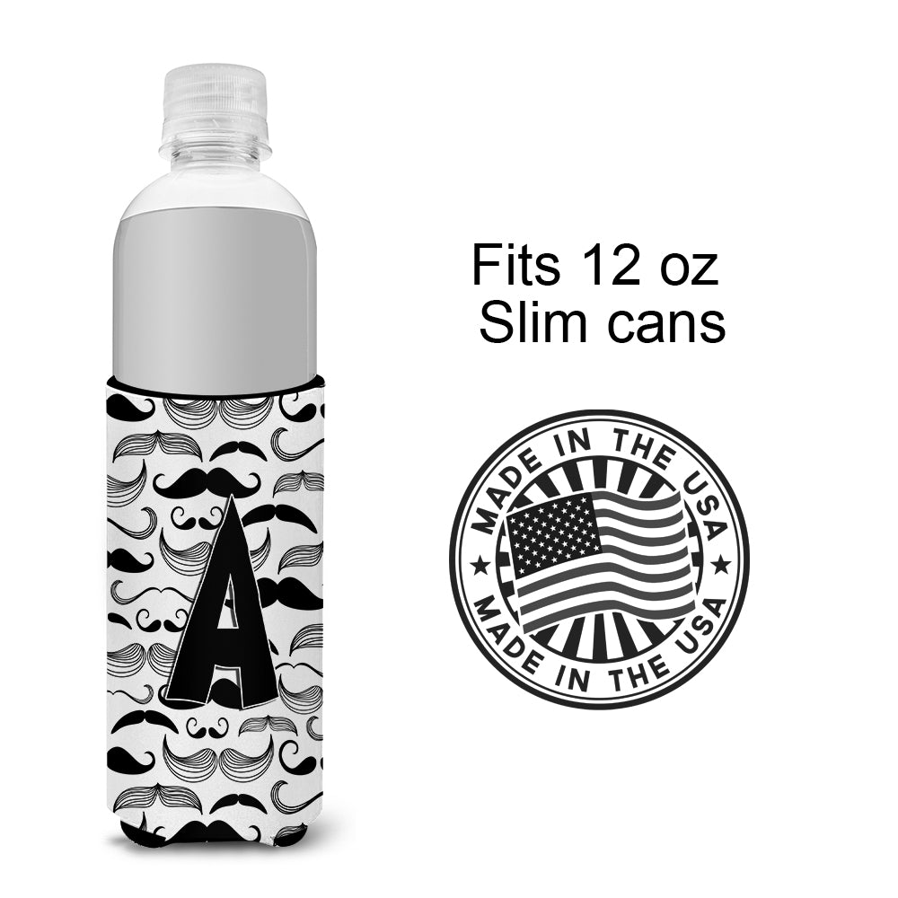 Letter A Moustache Initial Ultra Beverage Insulators for slim cans CJ2009-AMUK.