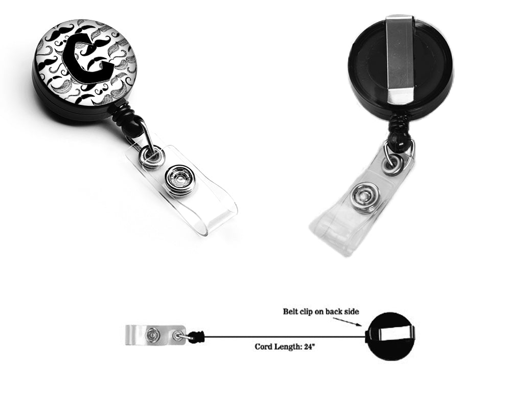 Caroline's Treasures Letter C Moustache Initial Retractable Badge Reel CJ2009-CBR