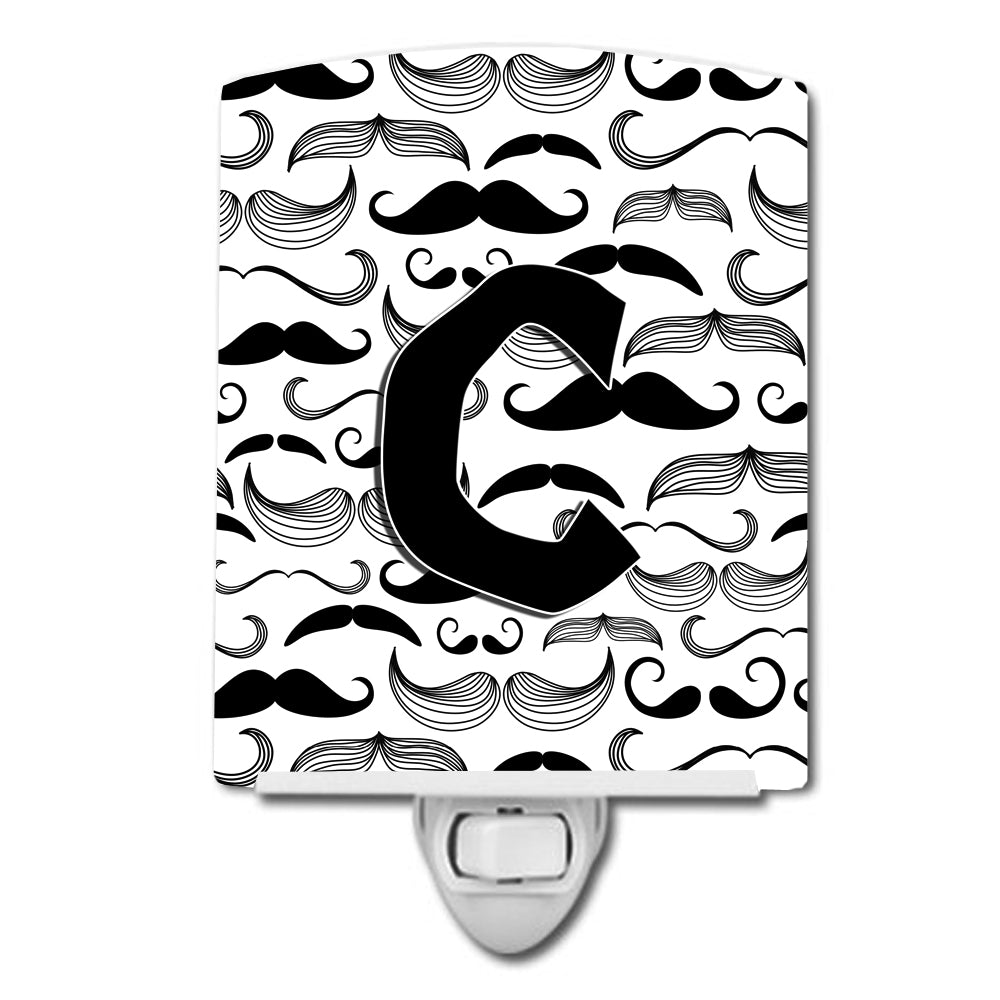 Letter C Moustache Initial Ceramic Night Light CJ2009-CCNL - the-store.com