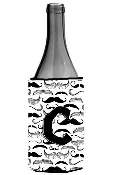 Letter C Moustache Initial Wine Bottle Beverage Insulator Hugger CJ2009-CLITERK by Caroline's Treasures