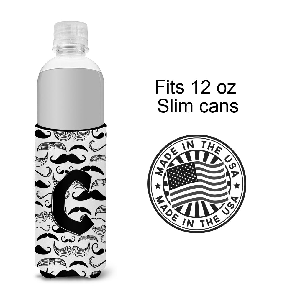 Letter C Moustache Initial Ultra Beverage Insulators for slim cans CJ2009-CMUK.