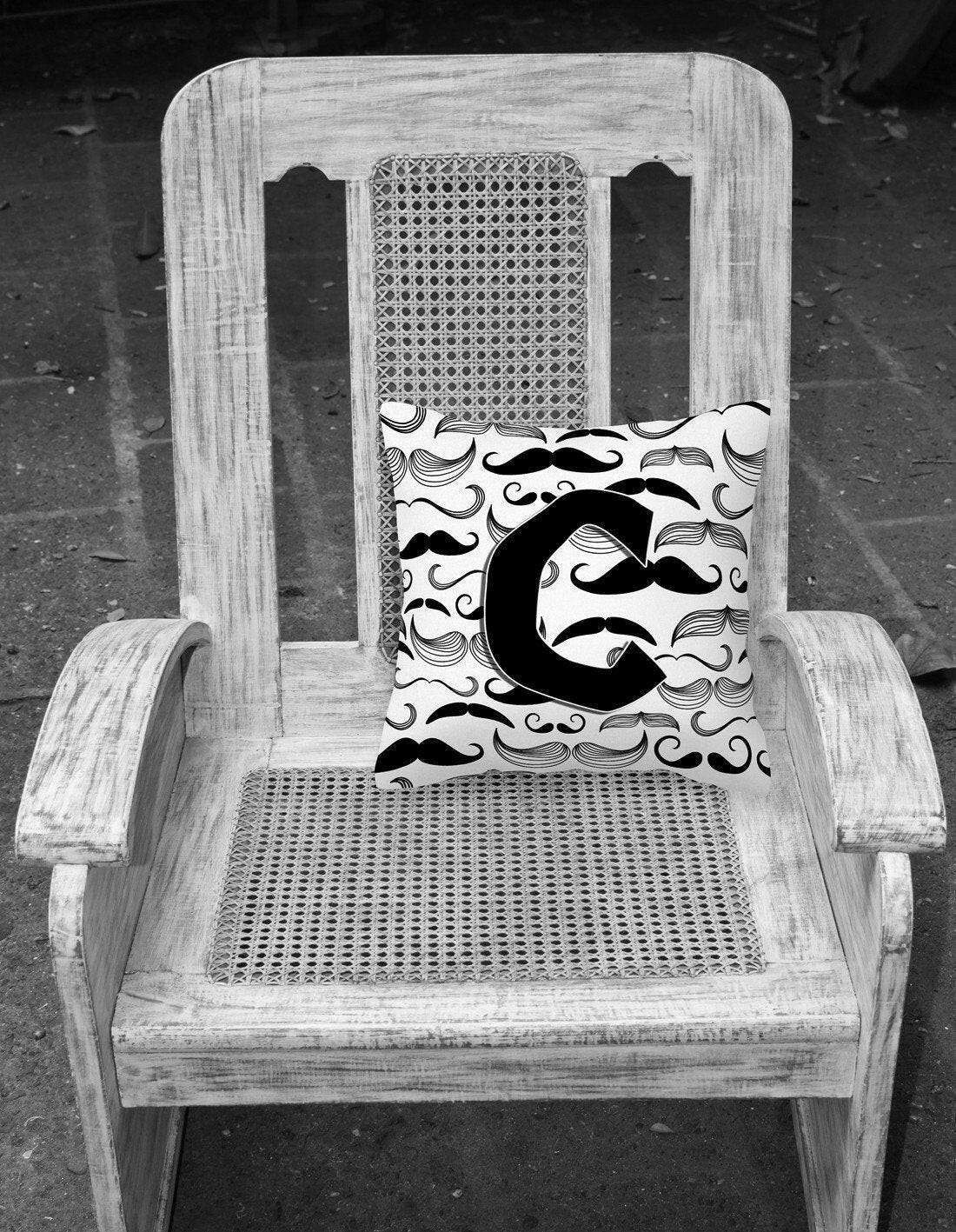 Letter C Moustache Initial Canvas Fabric Decorative Pillow CJ2009-CPW1414 by Caroline's Treasures