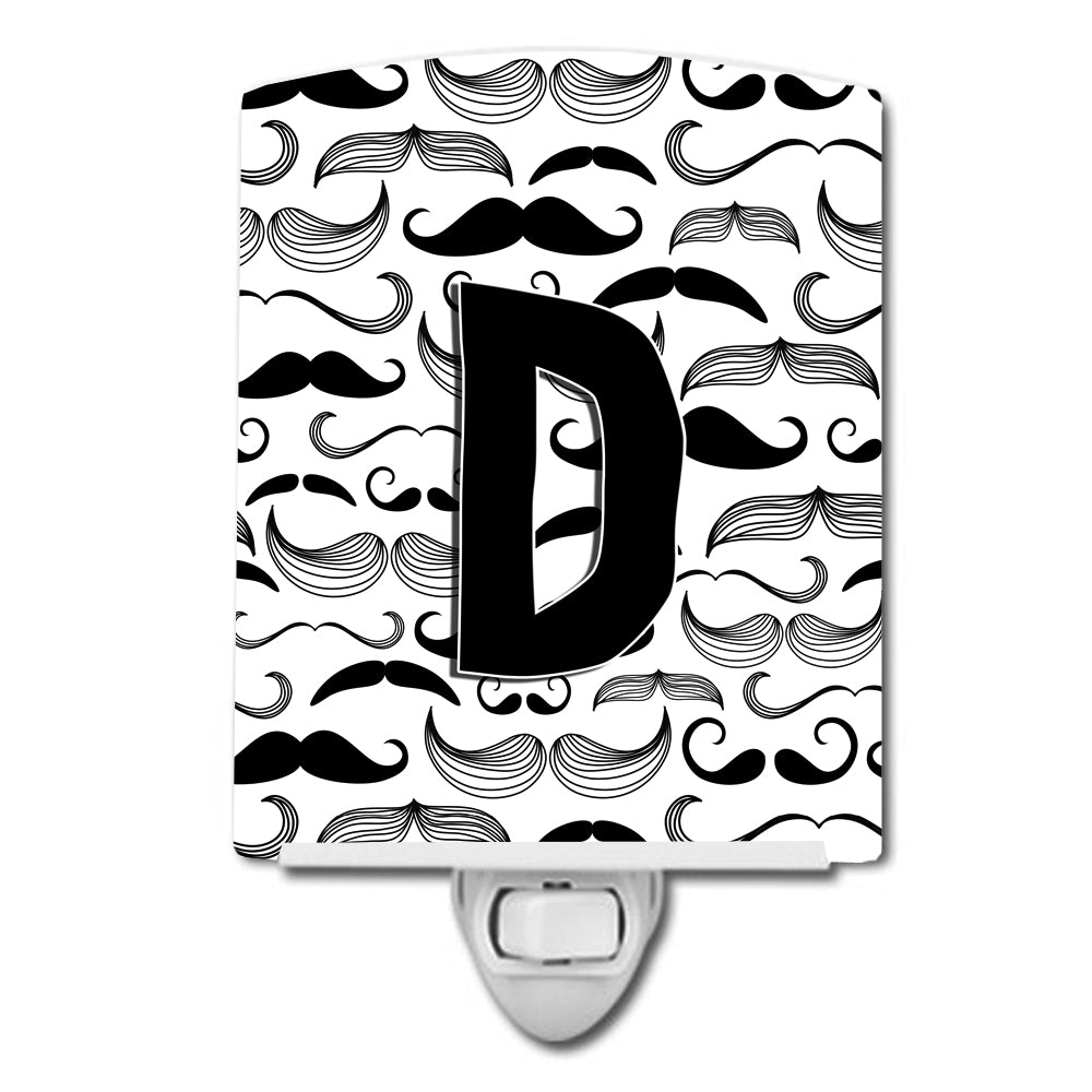Letter D Moustache Initial Ceramic Night Light CJ2009-DCNL - the-store.com