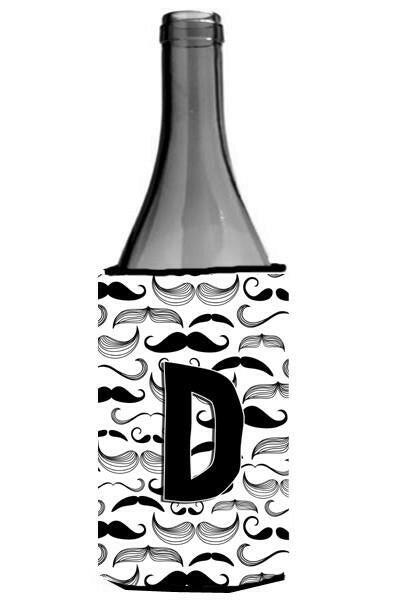 Letter D Moustache Initial Wine Bottle Beverage Insulator Hugger CJ2009-DLITERK by Caroline&#39;s Treasures