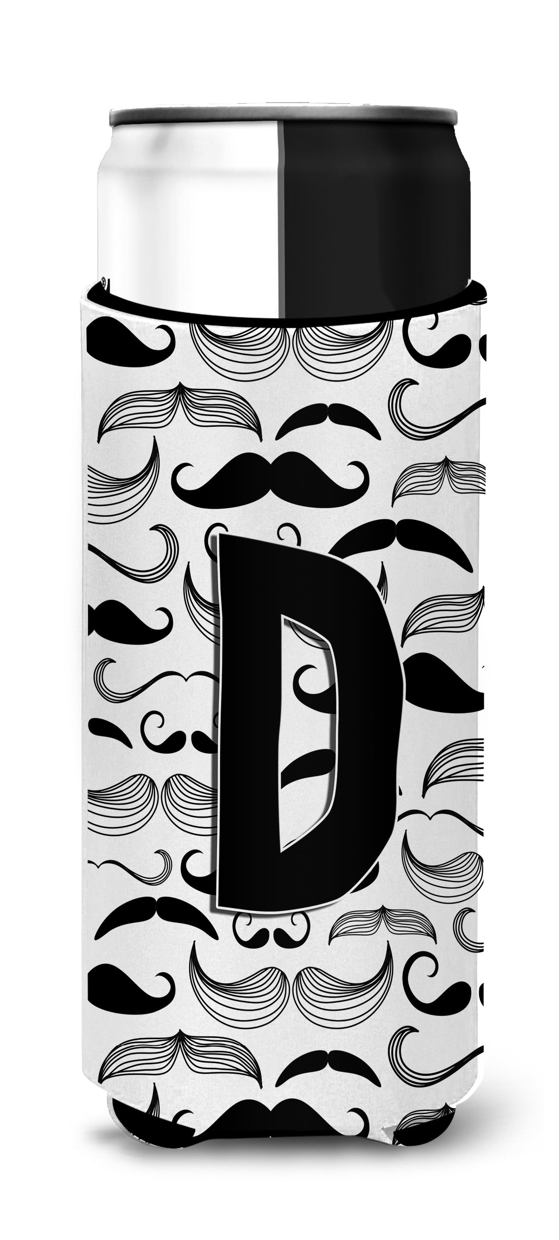 Letter D Moustache Initial Ultra Beverage Insulators for slim cans CJ2009-DMUK