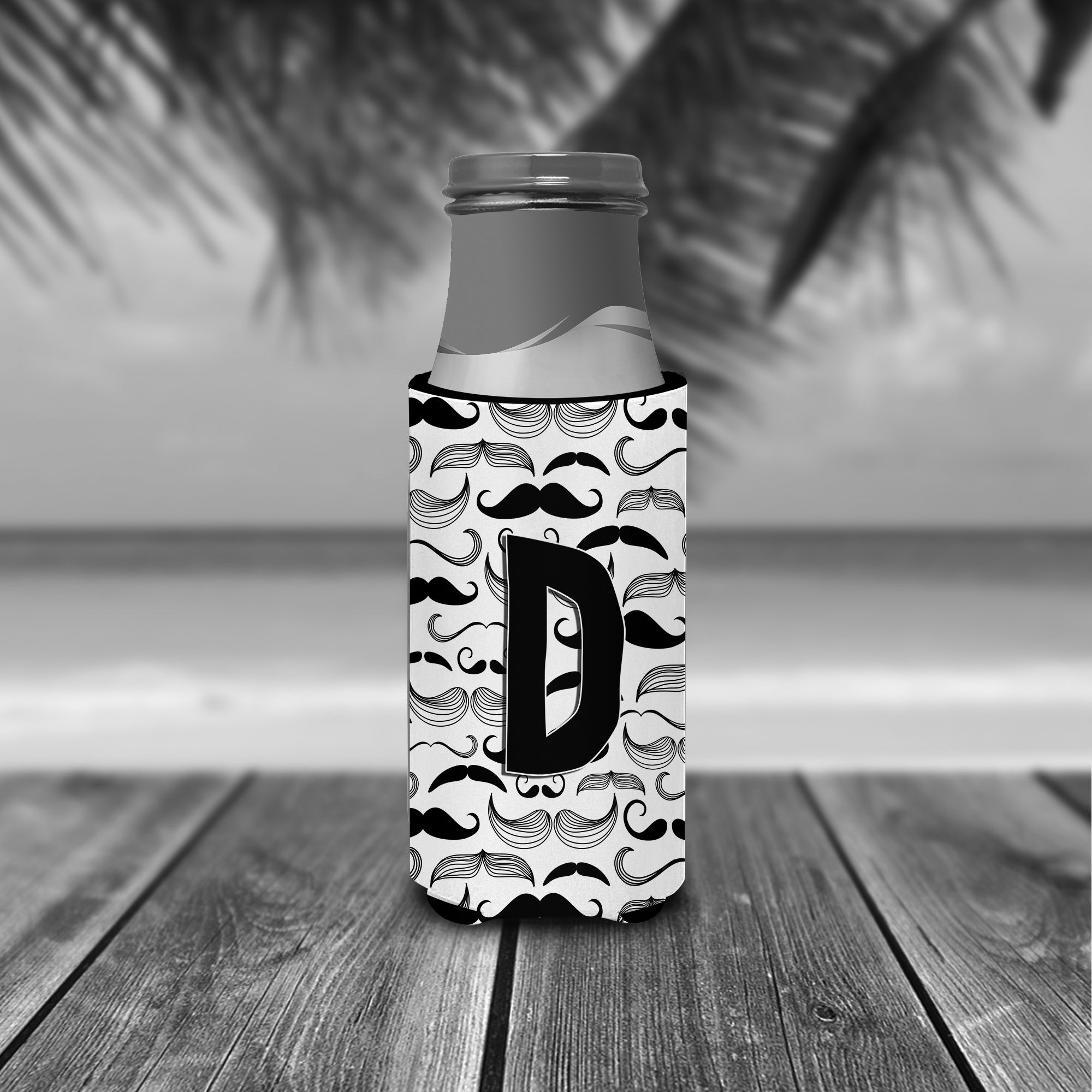 Letter D Moustache Initial Ultra Beverage Insulators for slim cans CJ2009-DMUK.