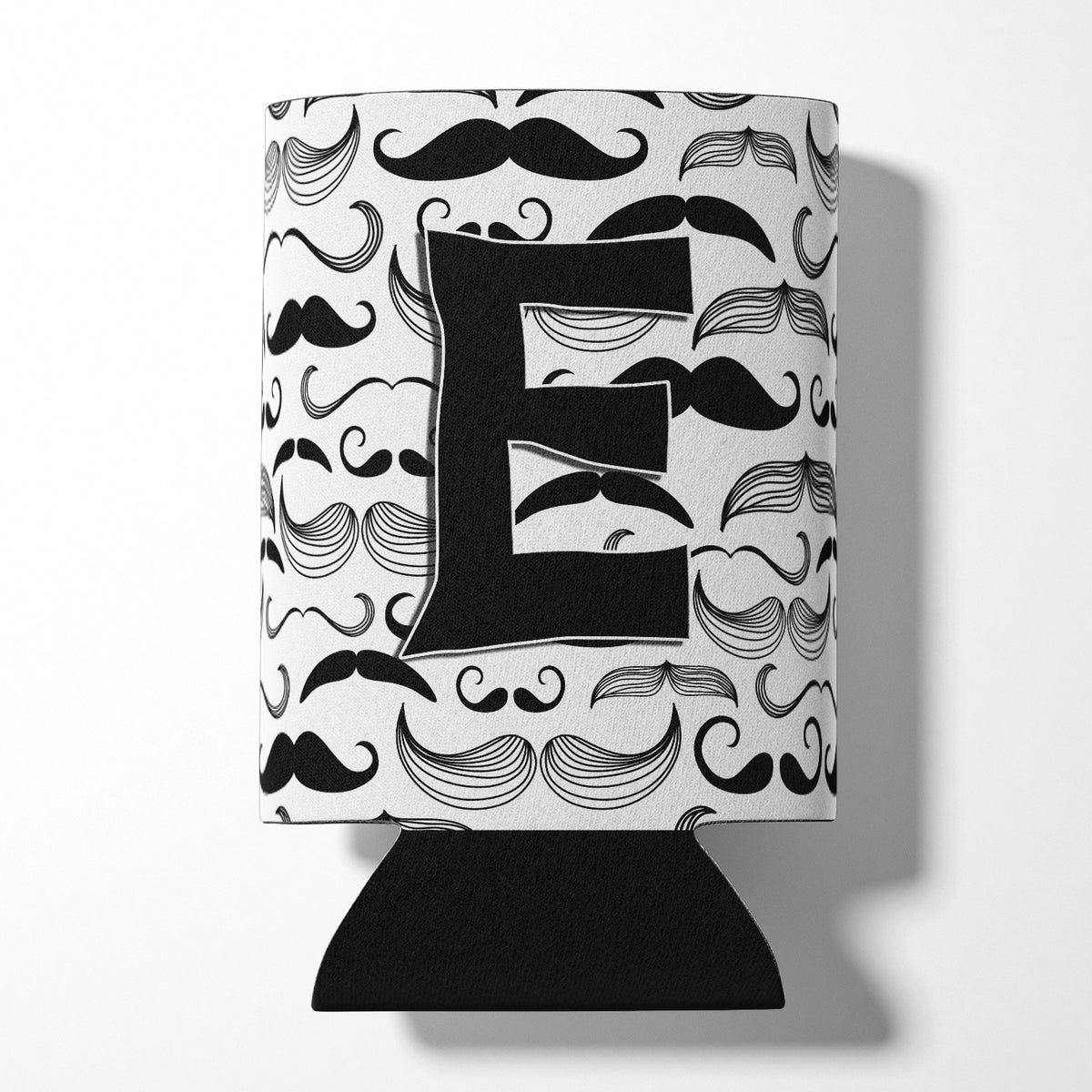 Letter E Moustache Initial Can or Bottle Hugger CJ2009-ECC.