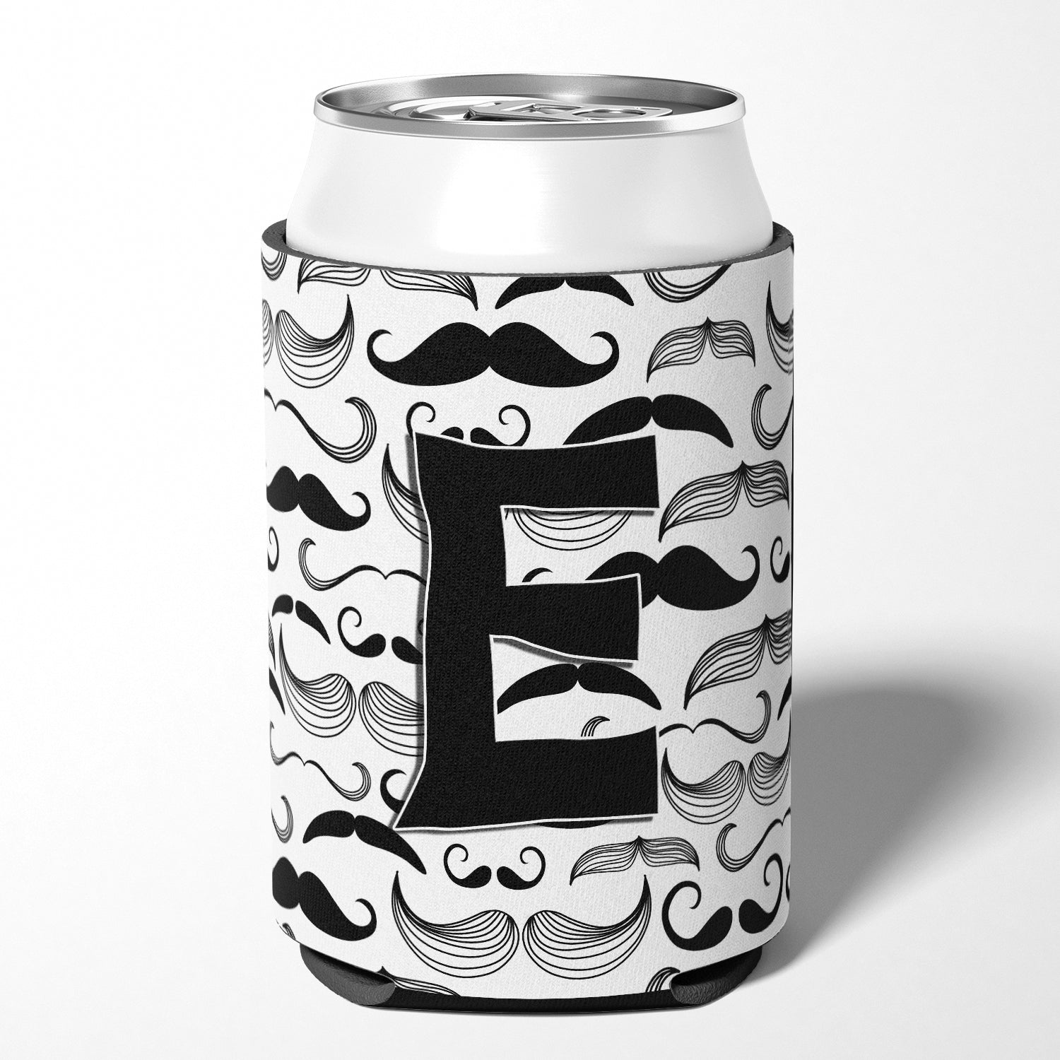 Letter E Moustache Initial Can or Bottle Hugger CJ2009-ECC.